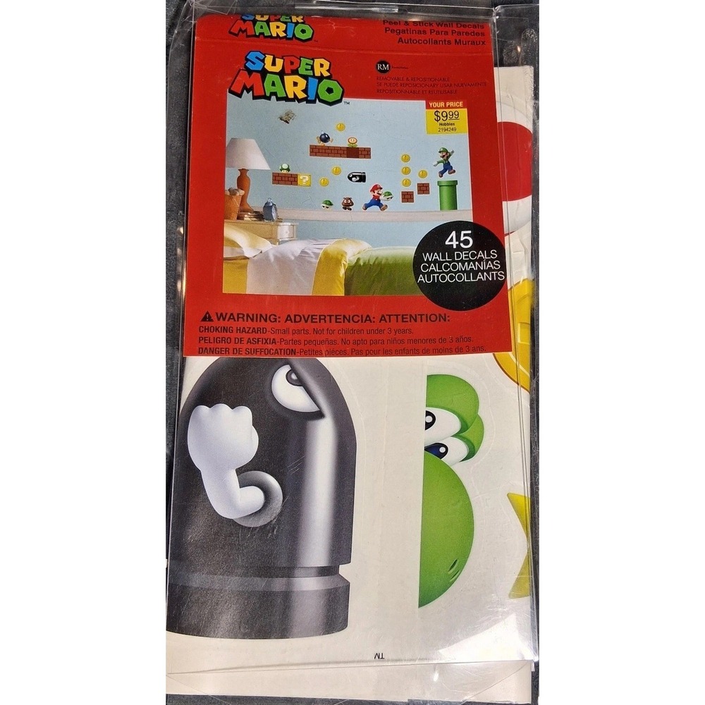 Super Mario Nintendo Wall Decals 45 Peel & Stick RoomMates RMK2351SCSH New